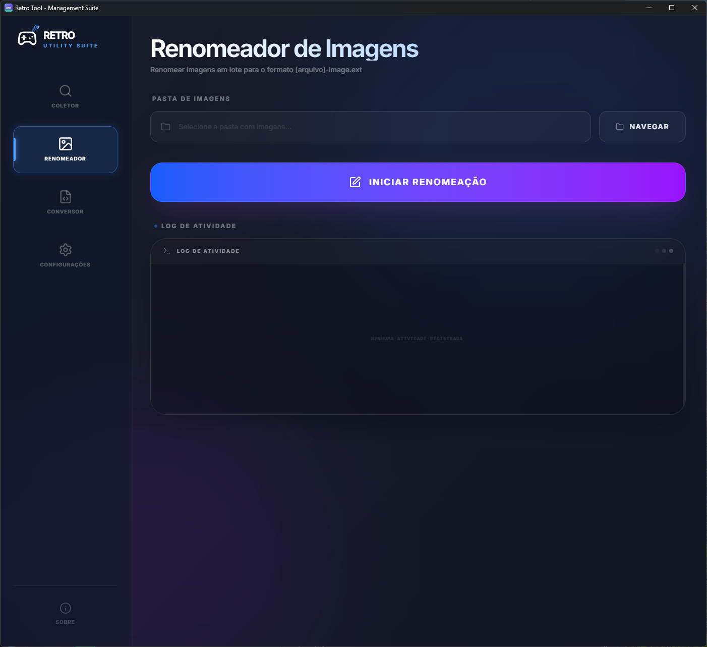 Tela do Renomeador de Imagens